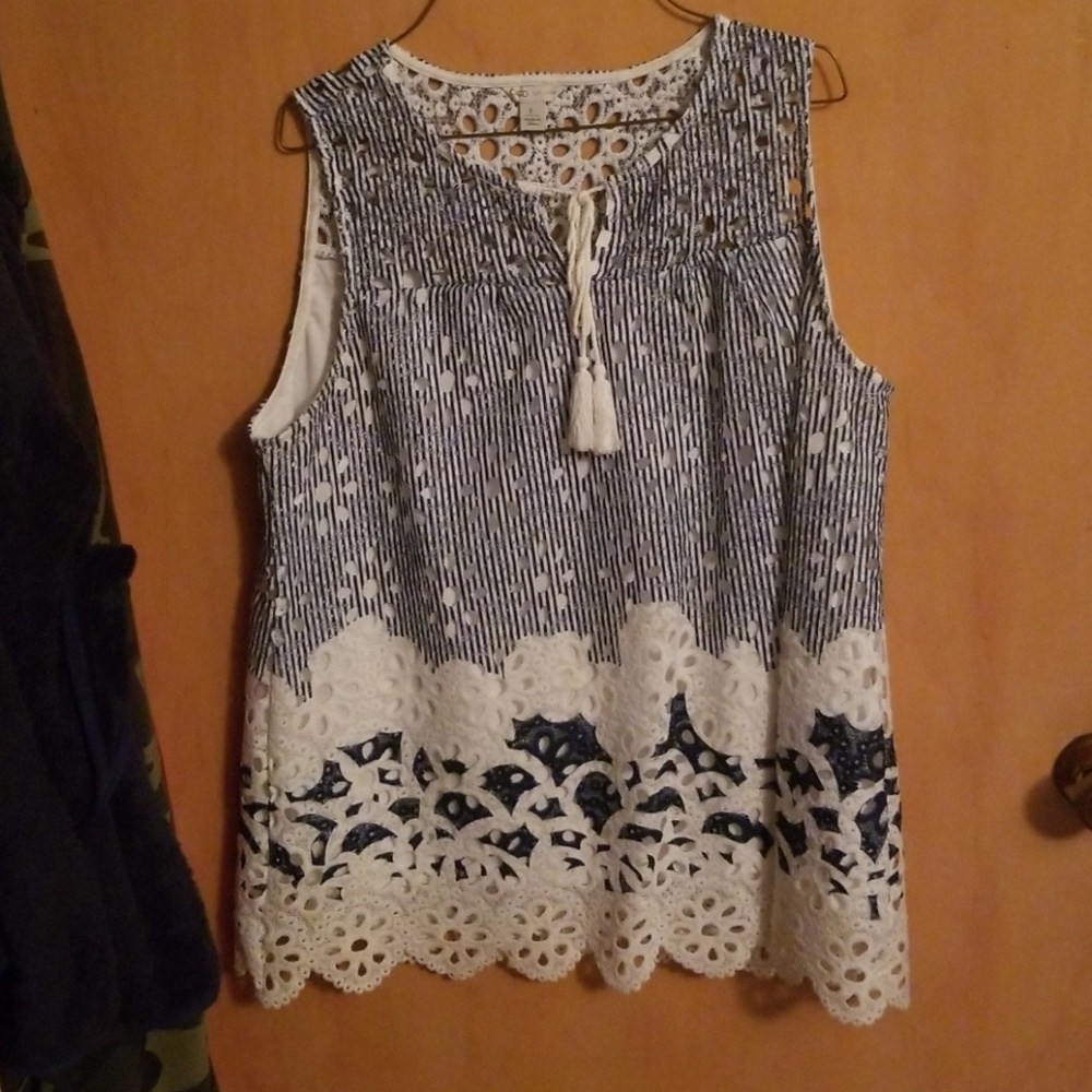 Blue and white tank top